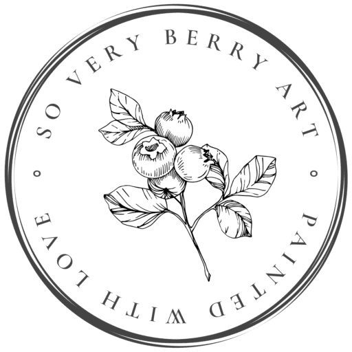 Logo of a watercolor artist So Very Berry Art. privacy policy cookie